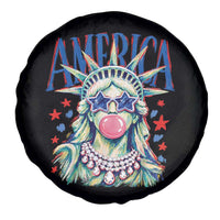 America Statue of Liberty Blowing Bubblegum Spare Tire Cover Star and Glasses Patriotic Summer Vibes Graphic
