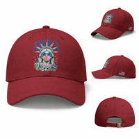 America Statue of Liberty Blowing Bubblegum Baseball Cap Star and Glasses Patriotic Summer Vibes Graphic