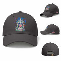 America Statue of Liberty Blowing Bubblegum Baseball Cap Star and Glasses Patriotic Summer Vibes Graphic