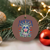 America Statue of Liberty Blowing Bubblegum Ceramic Ornament Star and Glasses Patriotic Summer Vibes Graphic