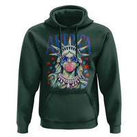 America Statue of Liberty Blowing Bubblegum Hoodie Star and Glasses Patriotic Summer Vibes Graphic