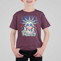 America Statue of Liberty Blowing Bubblegum T Shirt For Kid Star and Glasses Patriotic Summer Vibes Graphic