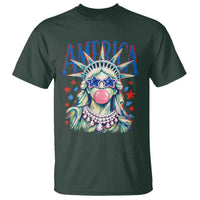 America Statue of Liberty Blowing Bubblegum T Shirt Star and Glasses Patriotic Summer Vibes Graphic
