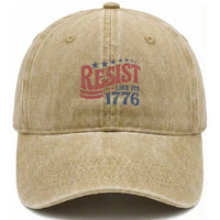 Resist Like Its 1776 Washed Cotton Baseball Cap Vintage Distressed Patriotic Political Satire Graphic