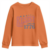 Resist Like Its 1776 Youth Sweatshirt Vintage Distressed Patriotic Political Satire Graphic