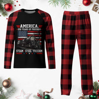 Steam Steel Freedom Stainless American Spirit Plaid Pajama Set 250 Years USA Railroad Legend Patriotic Military Jet Flyover Graphic