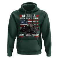 Steam Steel Freedom Stainless American Spirit Hoodie 250 Years USA Railroad Legend Patriotic Military Jet Flyover Graphic