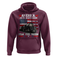 Steam Steel Freedom Stainless American Spirit Hoodie 250 Years USA Railroad Legend Patriotic Military Jet Flyover Graphic