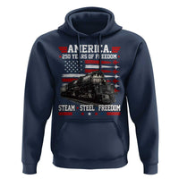 Steam Steel Freedom Stainless American Spirit Hoodie 250 Years USA Railroad Legend Patriotic Military Jet Flyover Graphic