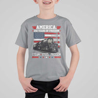Steam Steel Freedom Stainless American Spirit T Shirt For Kid 250 Years USA Railroad Legend Patriotic Military Jet Flyover Graphic