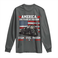 Steam Steel Freedom Stainless American Spirit Long Sleeve Shirt 250 Years USA Railroad Legend Patriotic Military Jet Flyover Graphic
