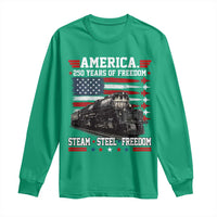 Steam Steel Freedom Stainless American Spirit Long Sleeve Shirt 250 Years USA Railroad Legend Patriotic Military Jet Flyover Graphic