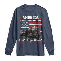 Steam Steel Freedom Stainless American Spirit Long Sleeve Shirt 250 Years USA Railroad Legend Patriotic Military Jet Flyover Graphic