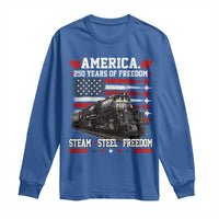 Steam Steel Freedom Stainless American Spirit Long Sleeve Shirt 250 Years USA Railroad Legend Patriotic Military Jet Flyover Graphic