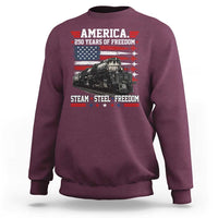 Steam Steel Freedom Stainless American Spirit Sweatshirt 250 Years USA Railroad Legend Patriotic Military Jet Flyover Graphic