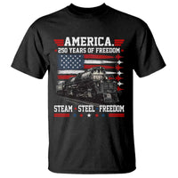 Steam Steel Freedom Stainless American Spirit T Shirt 250 Years USA Railroad Legend Patriotic Military Jet Flyover Graphic