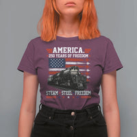 Steam Steel Freedom Stainless American Spirit T Shirt For Women 250 Years USA Railroad Legend Patriotic Military Jet Flyover Graphic