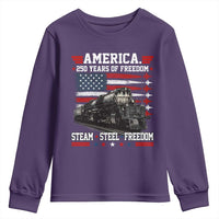 Steam Steel Freedom Stainless American Spirit Youth Sweatshirt 250 Years USA Railroad Legend Patriotic Military Jet Flyover Graphic