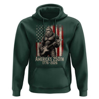 Americas 250th Anniversary 1776-2026 Bigfoot Rock Star Hoodie Playing Electric Guitar Distressed American Flag Graphic