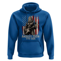 Americas 250th Anniversary 1776-2026 Bigfoot Rock Star Hoodie Playing Electric Guitar Distressed American Flag Graphic