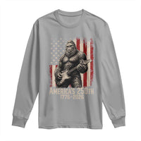 Americas 250th Anniversary 1776-2026 Bigfoot Rock Star Long Sleeve Shirt Playing Electric Guitar Distressed American Flag Graphic