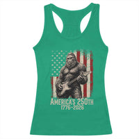 Americas 250th Anniversary 1776-2026 Bigfoot Rock Star Racerback Tank Top Playing Electric Guitar Distressed American Flag Graphic