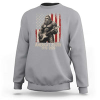 Americas 250th Anniversary 1776-2026 Bigfoot Rock Star Sweatshirt Playing Electric Guitar Distressed American Flag Graphic