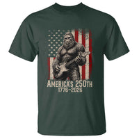 Americas 250th Anniversary 1776-2026 Bigfoot Rock Star T Shirt Playing Electric Guitar Distressed American Flag Graphic