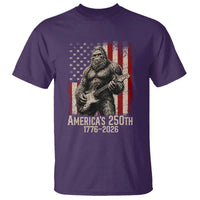 Americas 250th Anniversary 1776-2026 Bigfoot Rock Star T Shirt Playing Electric Guitar Distressed American Flag Graphic