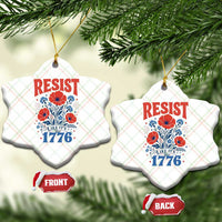 Resist Like Its 1776 Folk Art Floral Botanical Graphic Ceramic Ornament Patriotic Statement Political Satire
