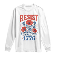 Resist Like Its 1776 Folk Art Floral Botanical Graphic Long Sleeve Shirt Patriotic Statement Political Satire