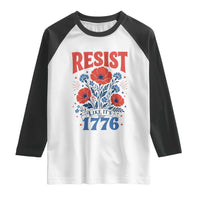 Resist Like Its 1776 Folk Art Floral Botanical Graphic Raglan Shirt Patriotic Statement Political Satire
