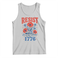 Resist Like Its 1776 Folk Art Floral Botanical Graphic Tank Top Patriotic Statement Political Satire