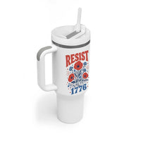 Resist Like Its 1776 Folk Art Floral Botanical Graphic Tumbler With Handle Patriotic Statement Political Satire