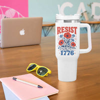 Resist Like Its 1776 Folk Art Floral Botanical Graphic Tumbler With Handle Patriotic Statement Political Satire