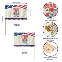 Resist Like Its 1776 Folk Art Floral Botanical Graphic Patriotic Handheld Flag Statement Political Satire