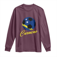 Curaçao Soccer Fans Distressed Flag Long Sleeve Shirt Football Heritage Pride Support