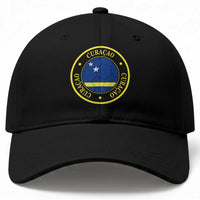 Curaçao Football Pride Circular Crest Vintage Baseball Cap Curacao Flag Soccer Fans Graphic