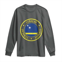 Curaçao Football Pride Circular Crest Vintage Long Sleeve Shirt Curacao Flag Soccer Fans Graphic