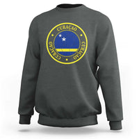 Curaçao Football Pride Circular Crest Vintage Sweatshirt Curacao Flag Soccer Fans Graphic