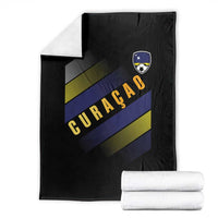 Curaçao Soccer Flag Stripe Jersey Style Throw Blanket Football Fans Pride Support