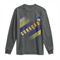 Curaçao Soccer Flag Stripe Jersey Style Long Sleeve Shirt Football Fans Pride Support