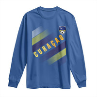Curaçao Soccer Flag Stripe Jersey Style Long Sleeve Shirt Football Fans Pride Support