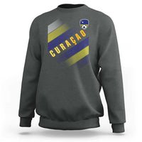 Curaçao Soccer Flag Stripe Jersey Style Sweatshirt Football Fans Pride Support