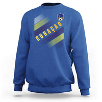 Curaçao Soccer Flag Stripe Jersey Style Sweatshirt Football Fans Pride Support