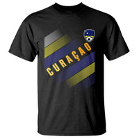 Curaçao Soccer Flag Stripe Jersey Style T Shirt Football Fans Pride Support