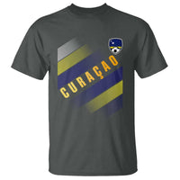 Curaçao Soccer Flag Stripe Jersey Style T Shirt Football Fans Pride Support