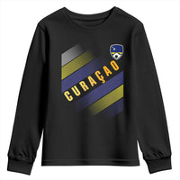 Curaçao Soccer Flag Stripe Jersey Style Youth Sweatshirt Football Fans Pride Support