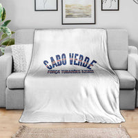 Forca Tubaroes Azuis Cabo Verde National Pride Throw Blanket Cape Verde Football Fans Blue Sharks Heritage