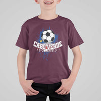 Cabo Verde Flag Football Graphic T Shirt For Kid Cape Verde Soccer Fans Artistic Pride